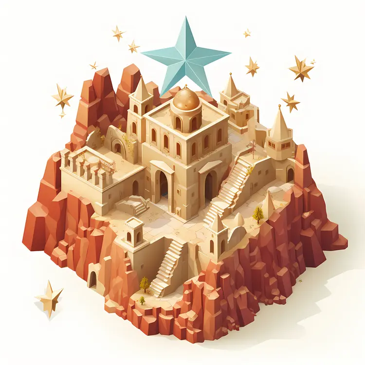 Mountain Castle with Star