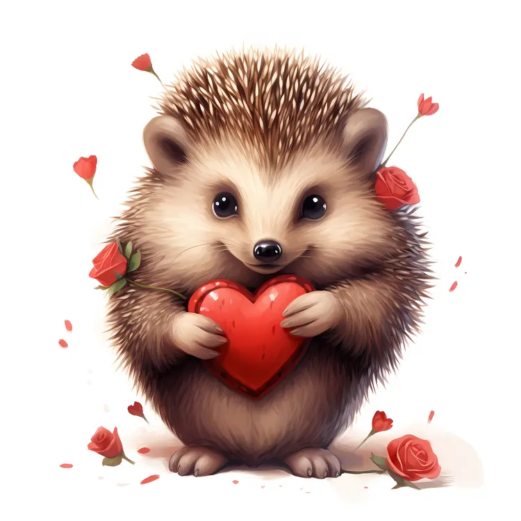 Cute Hedgehog Holding a Heart