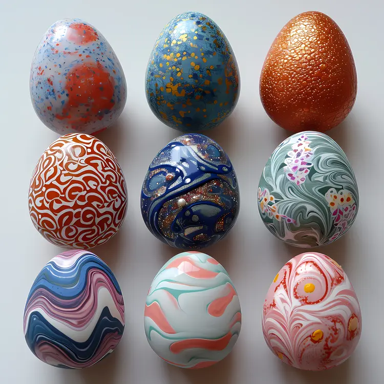 Colorful Decorated Eggs for Easter