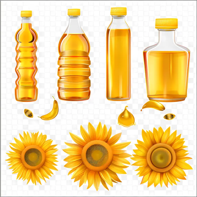 Sunflower Oil Bottles and Flowers