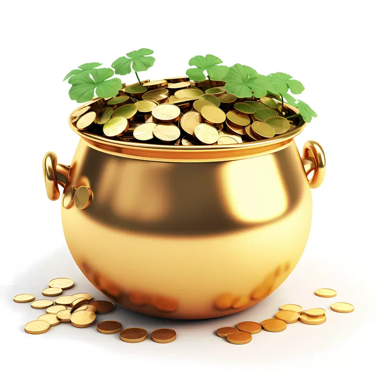 Pot of Gold with Shamrocks