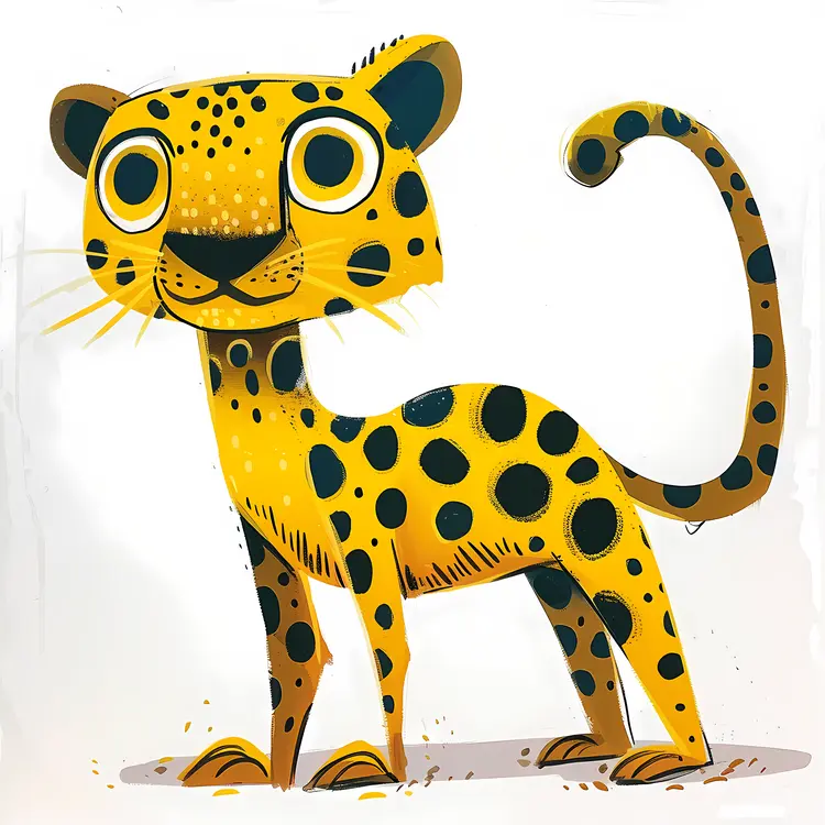 Big Eyed Leopard Cartoon Illustration
