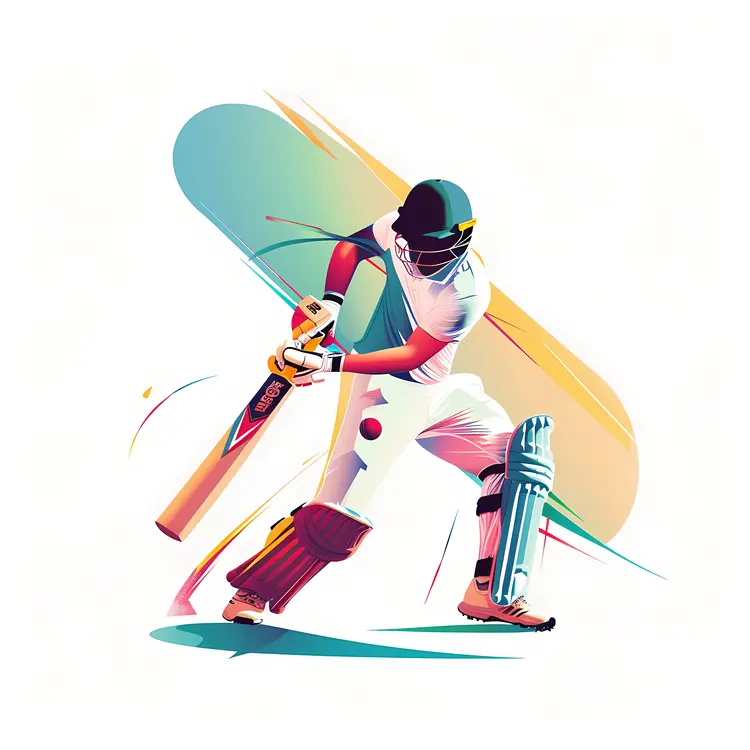 Colorful Cricket Player in Action Illustration
