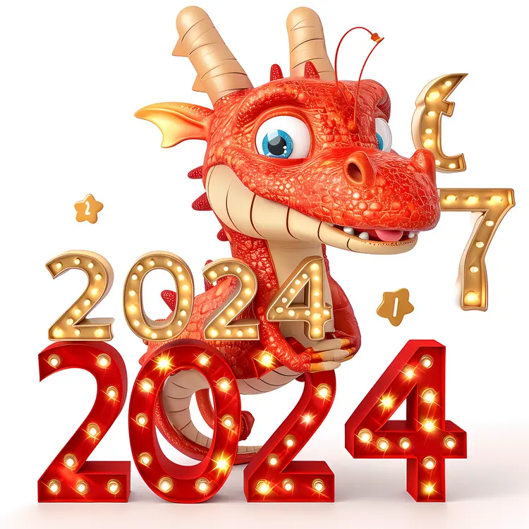 Red Dragon Celebrating 2024 New Year