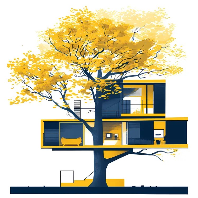 Modern Yellow Treehouse