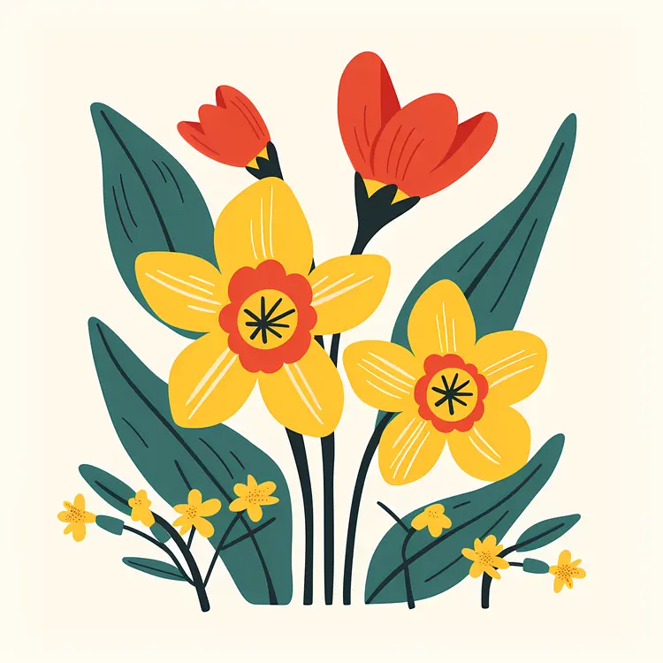 Daffodils and Tulips in Bloom