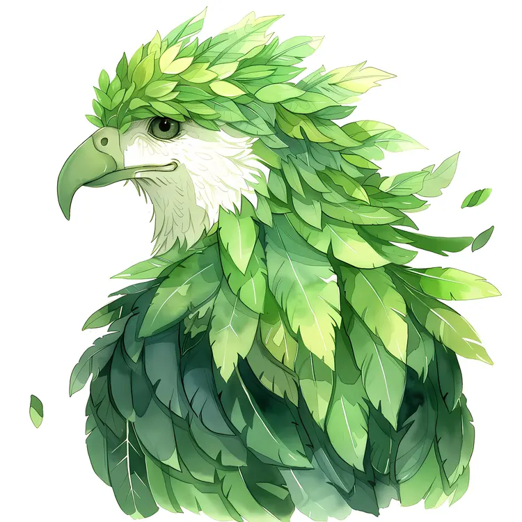 Green Leafy Eagle Illustration