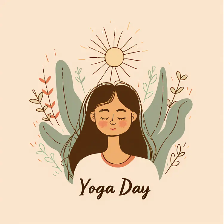 Yoga Day Illustration with Happy Woman