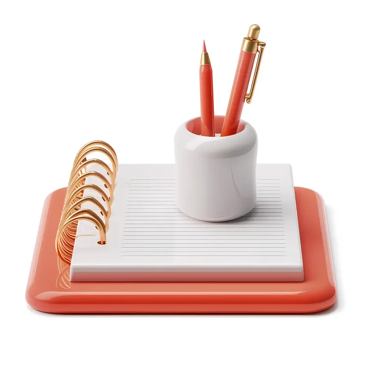 Desk Organizer with Notepad and Pens