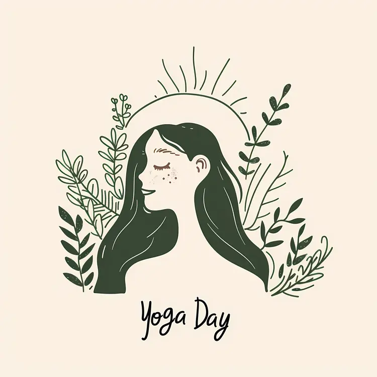 Yoga Day Illustration with Peaceful Woman