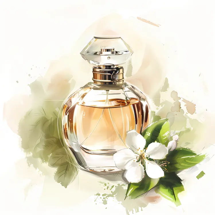 Elegant Perfume Bottle with Flowers