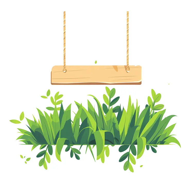 Wooden Sign Hanging Among Green Leaves