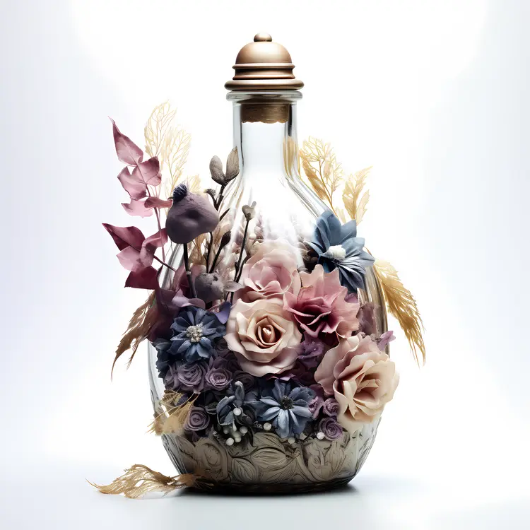 Beautiful Floral Arrangement in Glass Bottle