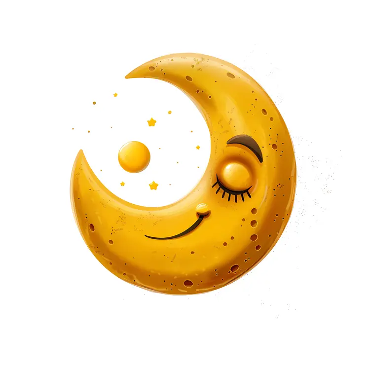Smiling Crescent Moon with Stars