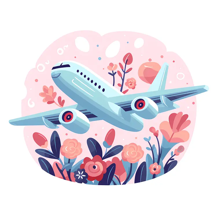 Airplane with Flowers and Leaves