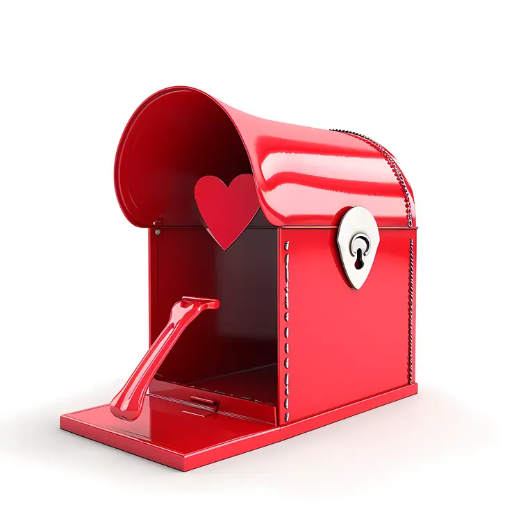 Red Mailbox with Heart Flag for Valentine's Day