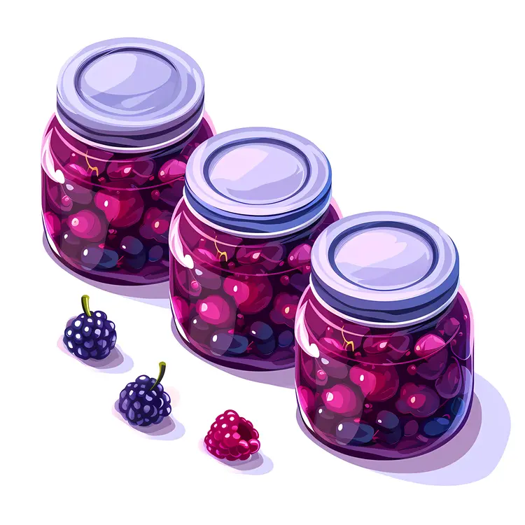 Mixed Berry Jam in Glass Jars