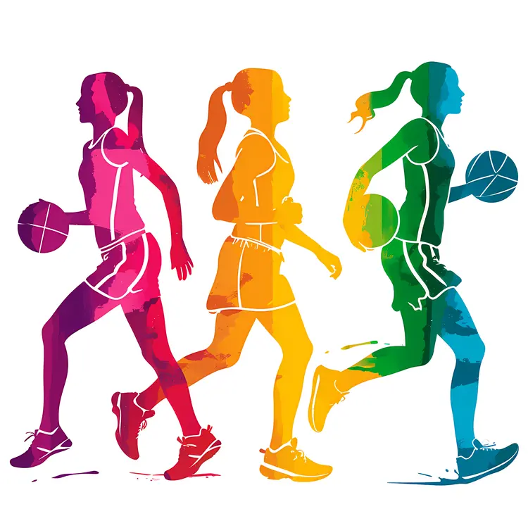 Colorful Silhouettes of Basketball Players