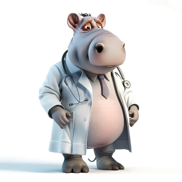 Hippo Doctor Cartoon Character