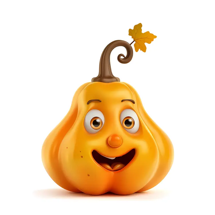 Happy Yellow Pumpkin Cartoon for Halloween