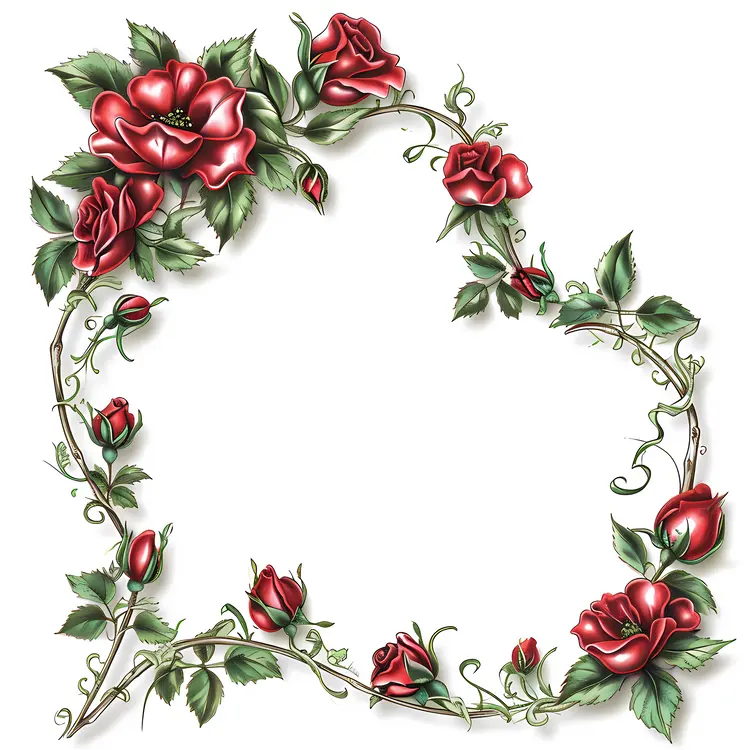 Heart-shaped Rose Frame with Red Roses