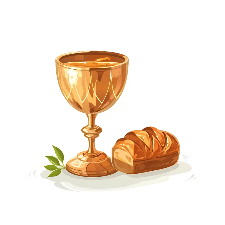 Golden Chalice and Bread for Communion