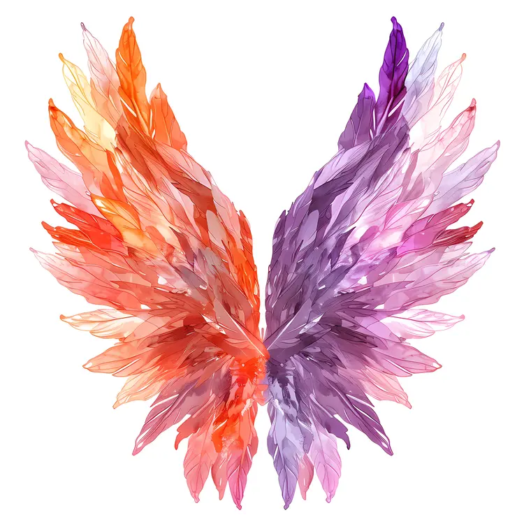 Multicolored Feathered Wings Illustration