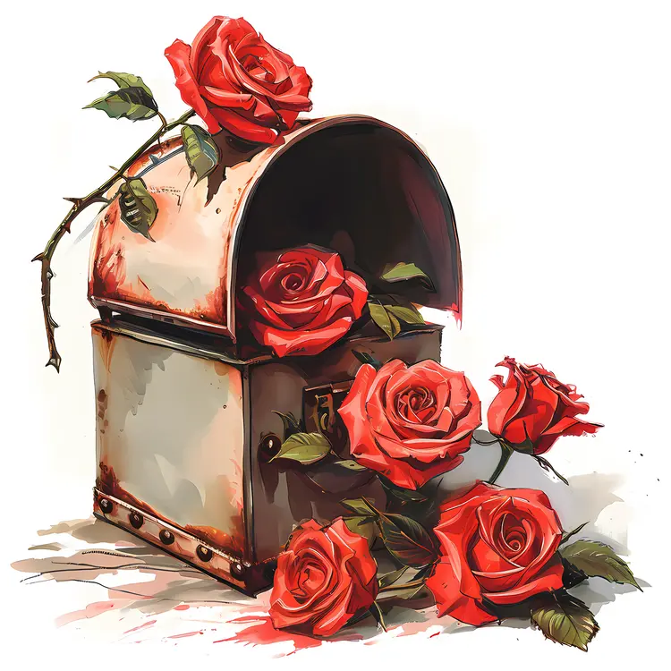 Red Roses in a Mailbox for Valentine's Day