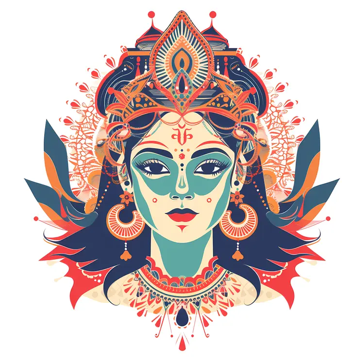 Ornate Goddess Illustration with Detailed Patterns