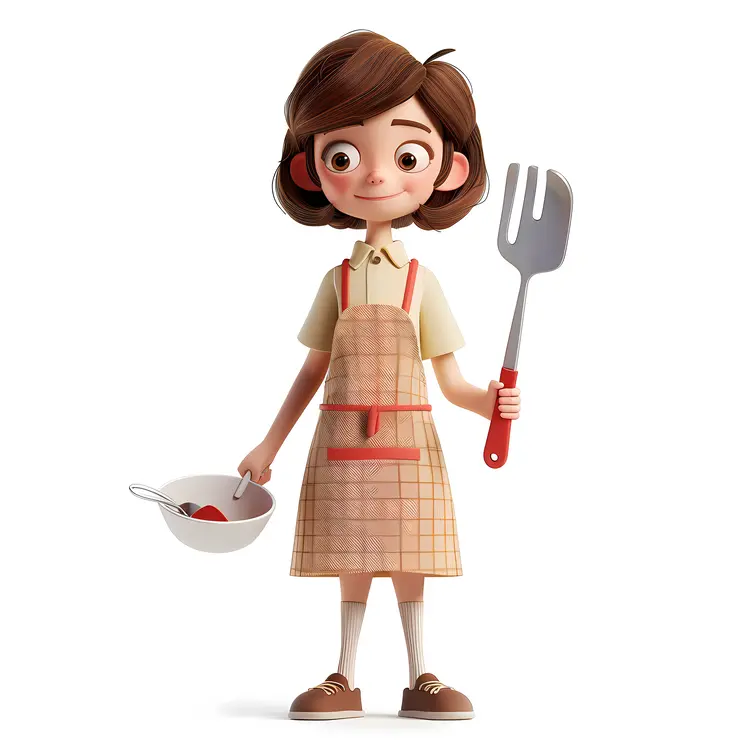 Cute Girl with Cooking Utensils