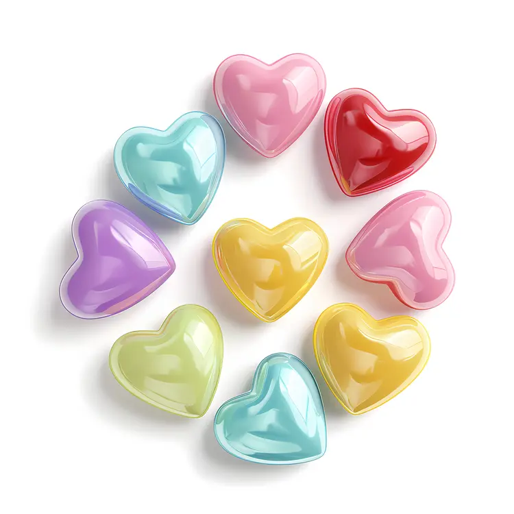 Colorful Heart-Shaped Objects in a Circle