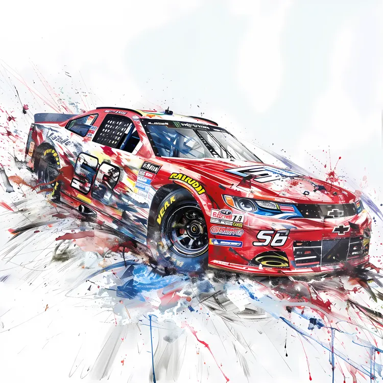 Red and Blue Chevrolet Race Car in Motion