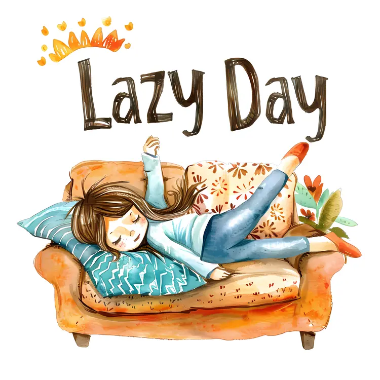 Lazy Day Girl Relaxing on Couch