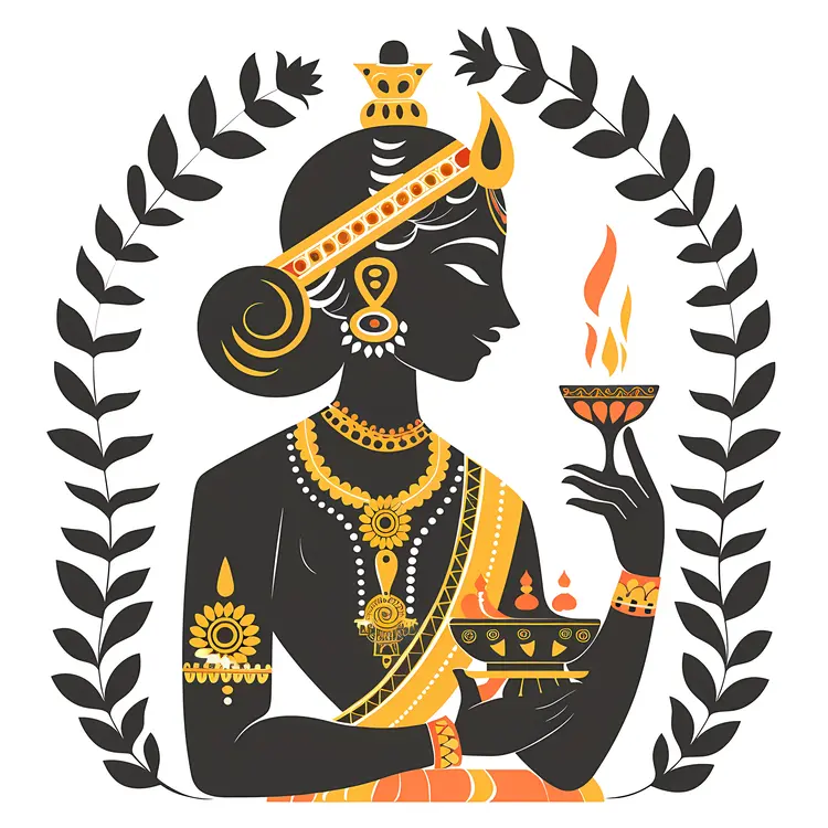 Deity Silhouette with Lamp and Flame