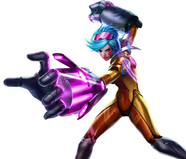 Futuristic Cyborg Woman with Blue Hair