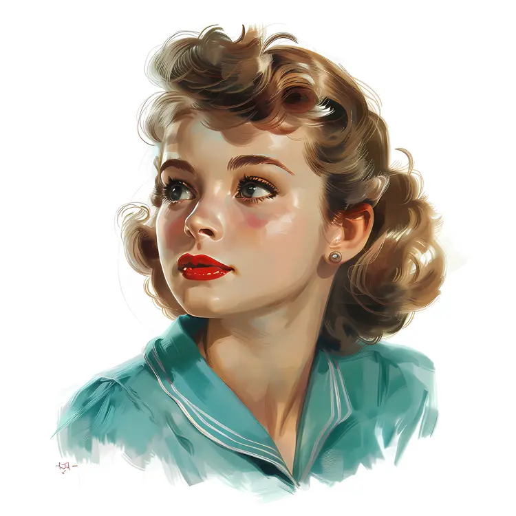 Vintage Woman in Green Blouse