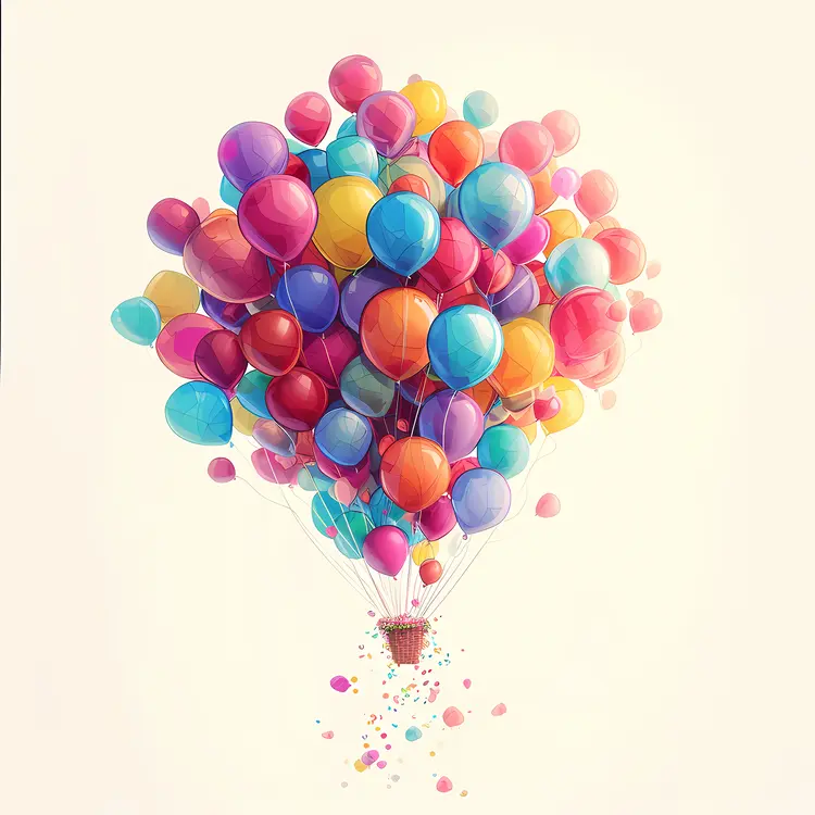 Basket with Colorful Balloons