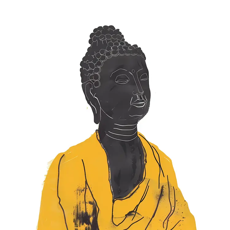Yellow and Black Buddha Statue Illustration