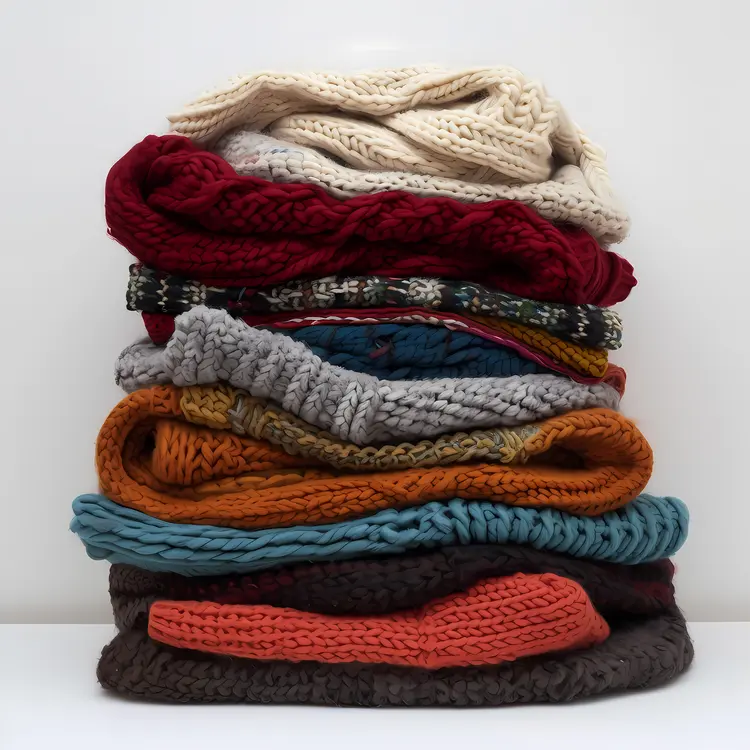 Stack of colorful sweaters