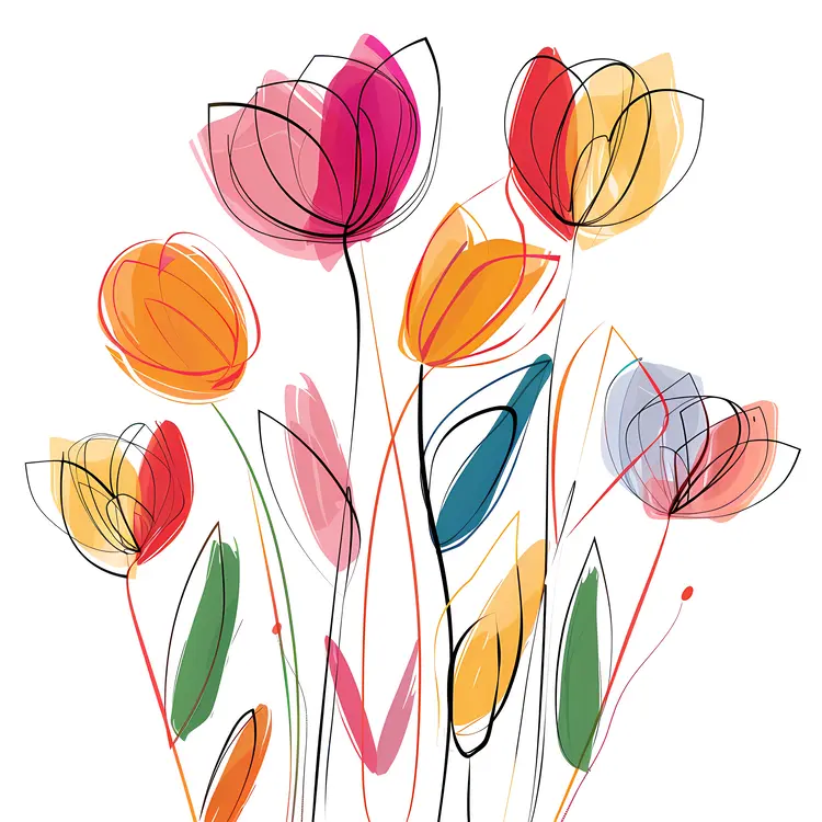 Abstract Colorful Flowers