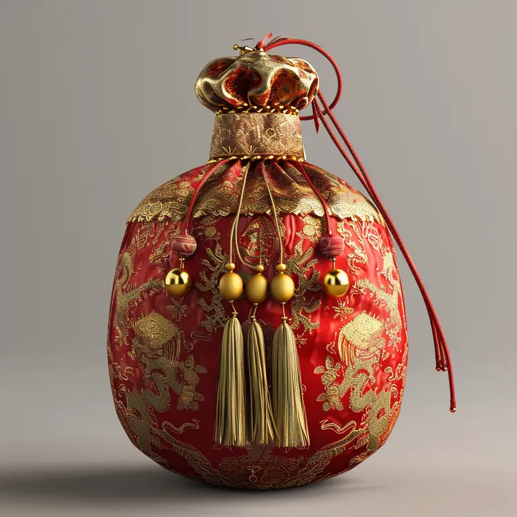 Ornate Red Money Bag for Chinese New Year