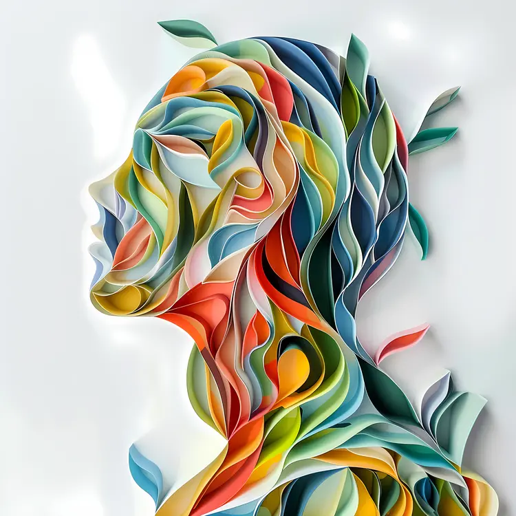Colorful Abstract Woman with Leaves