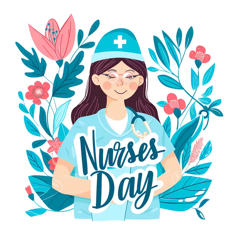 Nurse with Floral Background for Nurses Day