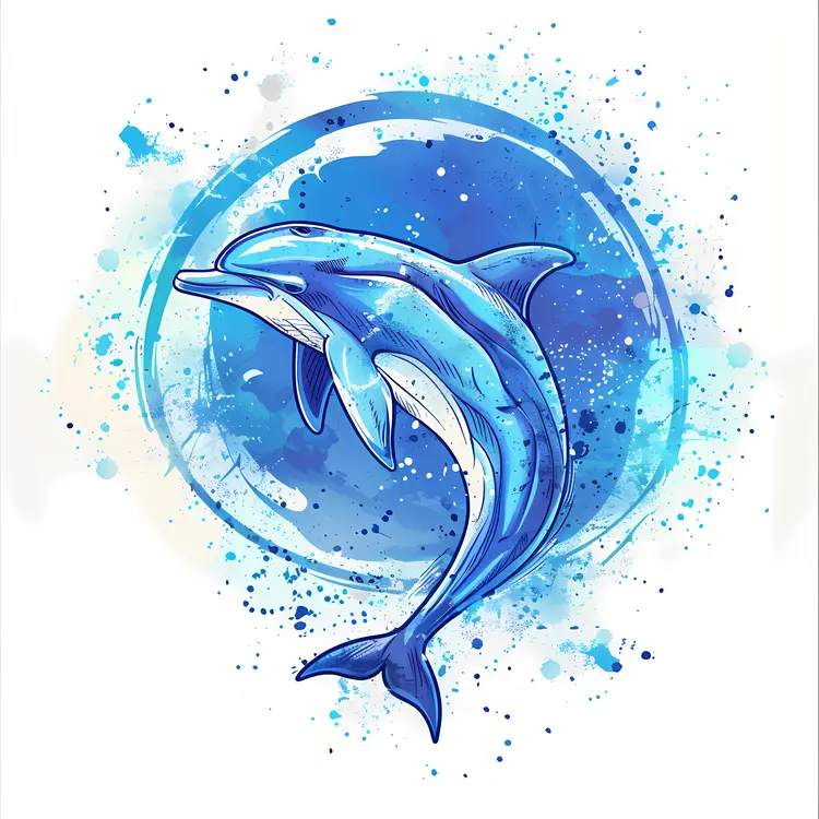 Blue Dolphin with Splash Background