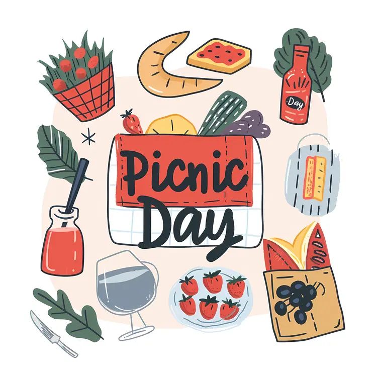 Picnic Day with Food and Basket