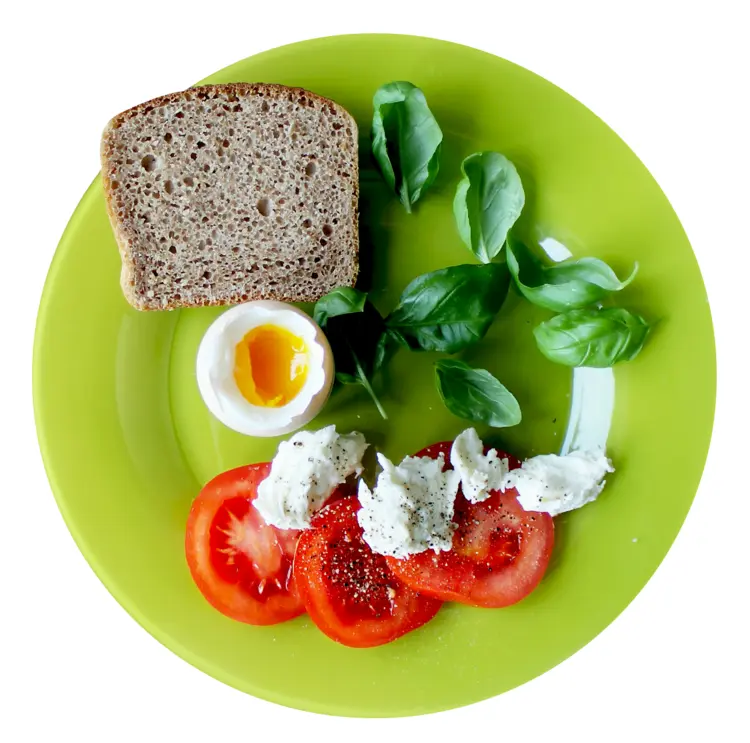 Healthy Breakfast Plate with Bread and Egg