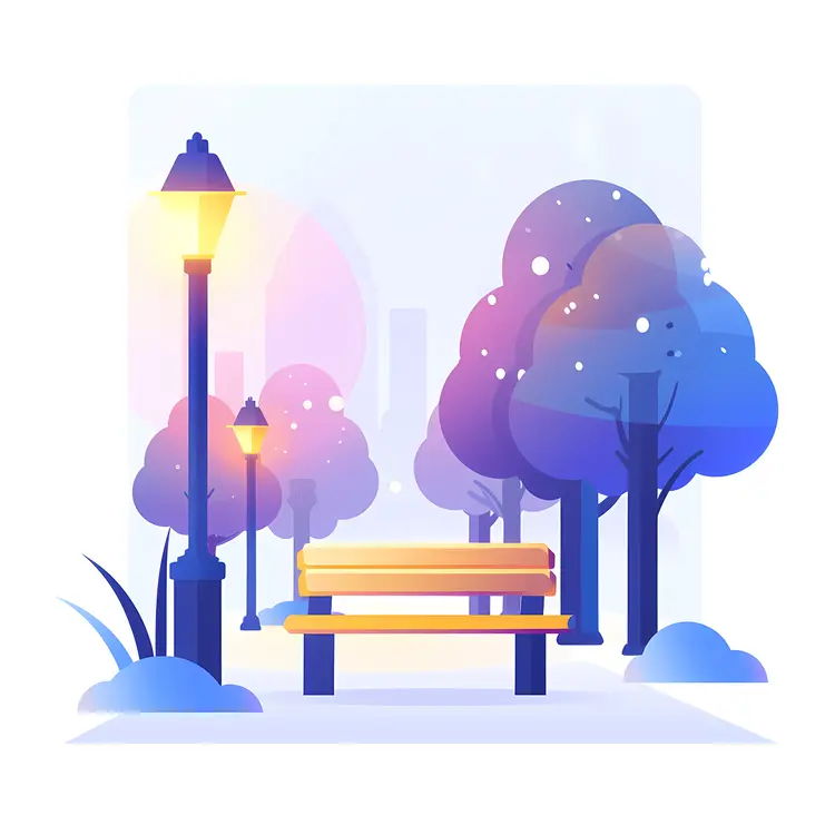 Winter Park Bench with Lamp Posts