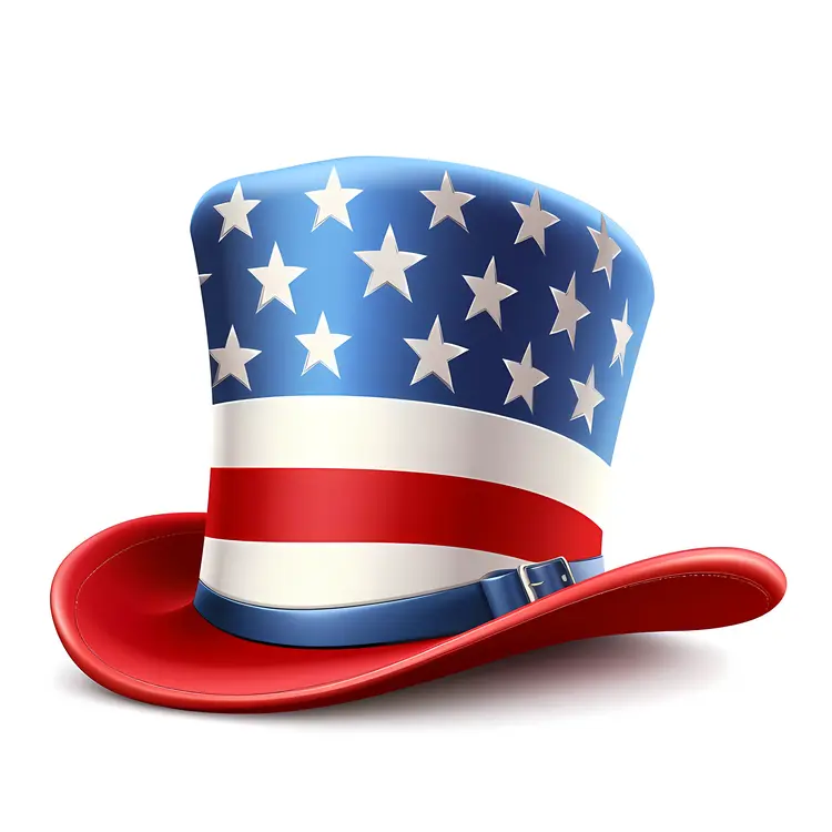 Patriotic Top Hat with Stars and Stripes