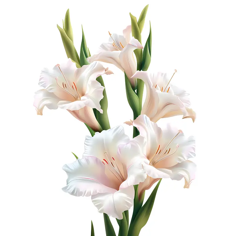 White Gladiolus in Bloom