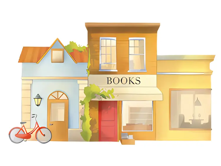 Charming Bookstore with Bicycle